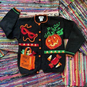 Vintage Alexandra Bartlett Halloween Sweater, Kitsch, Retro, Whimsical, Medium